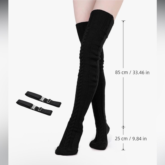 Women Thigh High Stockings Cable Knit Boot Socks Long Over the Knee Leg Warmers - Picture 6 of 9